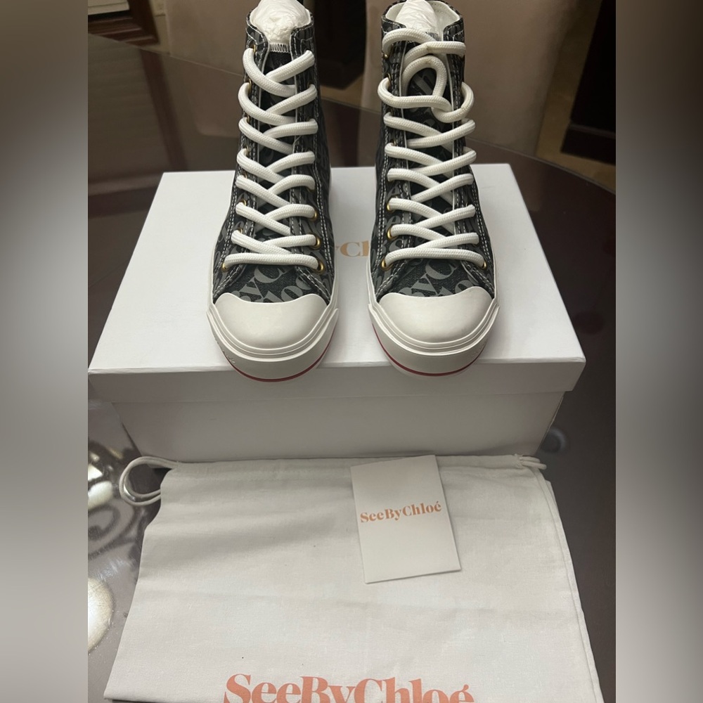 NIB- See by Chloé Aryana high top canvas boots - Picture 5 of 9